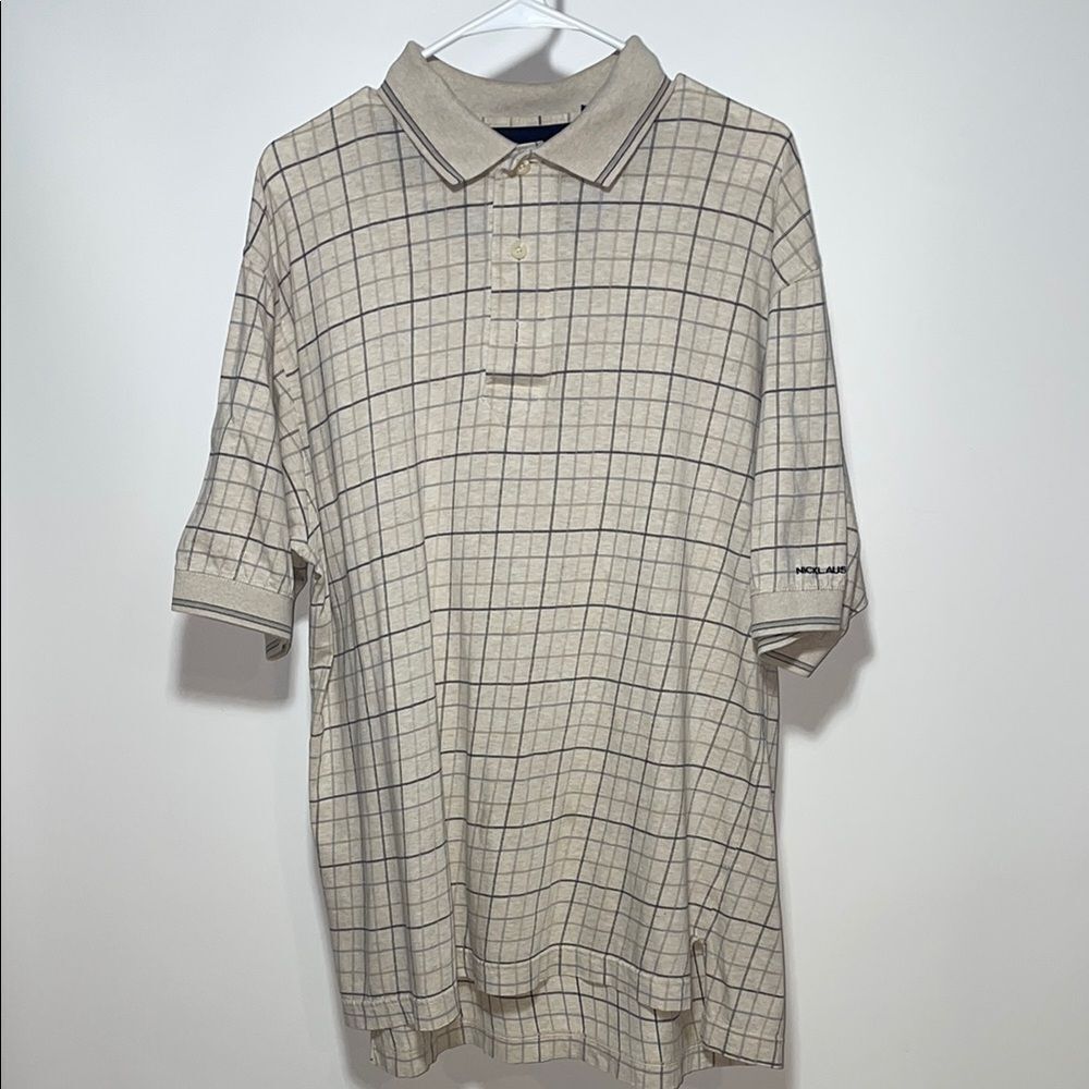 Tan Polo Shirt with Classic Collar and Ribbed Cuffs